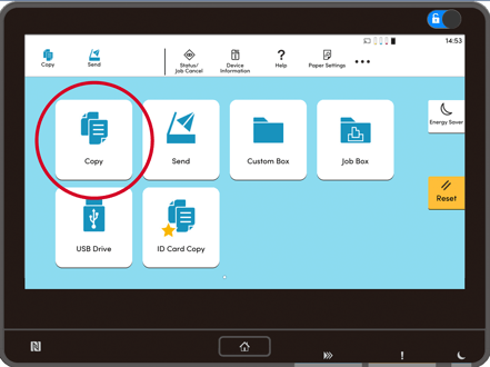 Copy Functions on Kyocera TASKalfa Touchpad Interface